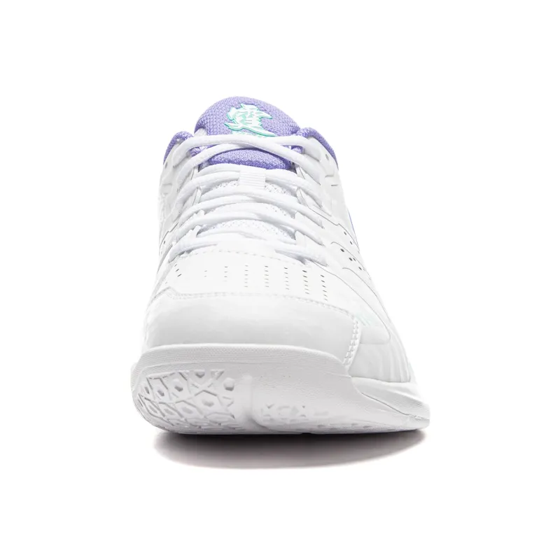 LiNing Anti-Slip Wear-Resistant Breathable Lightweight Low-Top Badminton Shoes Unisex White Purple-4