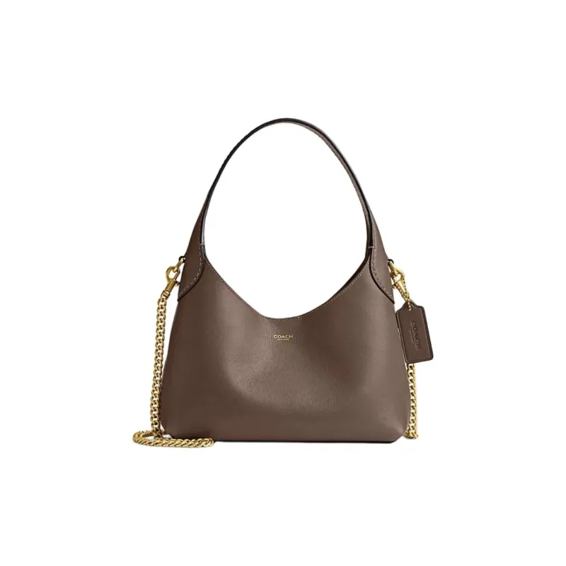 COACH Brooklyn Cow Leather Portable Crossbody Bag, Shoulder Bag Women's Dark Lime Gray-0