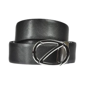 Zegna Solid Color Type, Pin Buckle Calfskin Leather Belts Men's Black