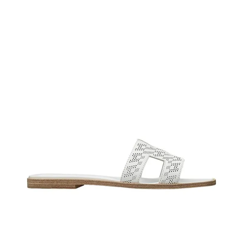 HERMES Oran Cut Out Odor Resistant Slide Slippers Women's White-2