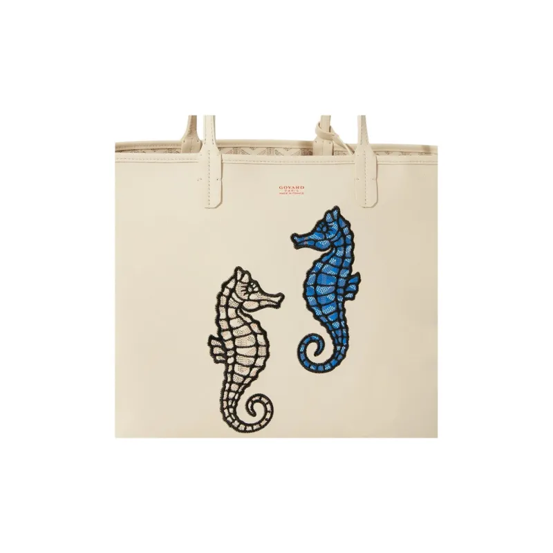 GOYARD Anjou Calfskin With Canvas Tote Bag Shopping Bag Handbag Shoulder Bag Women's Sand Stone-3