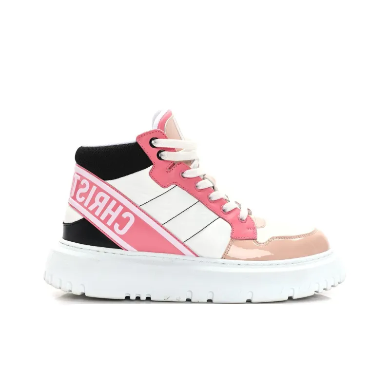 DIOR D-Player Skateboard Shoes Women's High-Top Pink/White-1