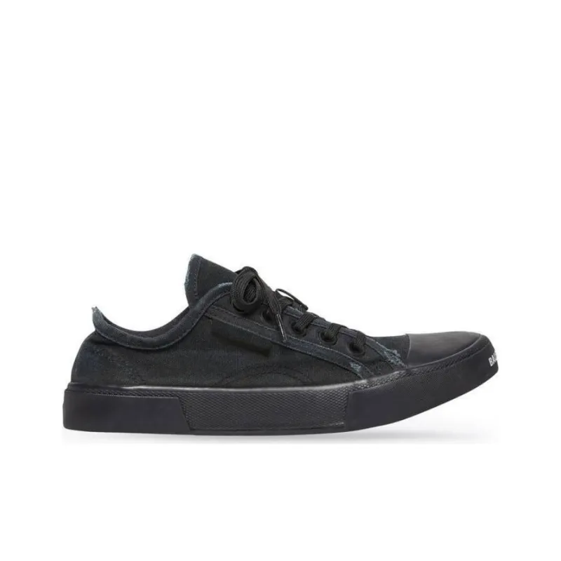 Balenciaga Paris Low Top Sneakers 'Black Destroyed Cotton And Black Rubber'-1