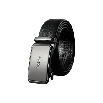 GOLDLION Brushed Automatic Buckle Business Belt Top Grain Cow Leather Leather Belts Men's Gunmetal 3.5cm
