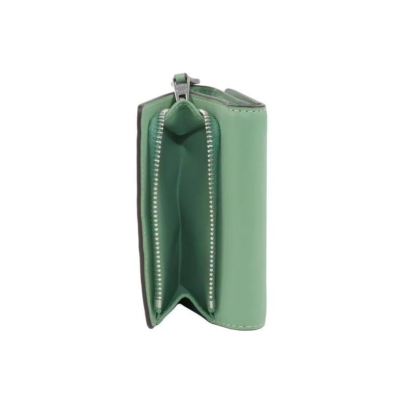COACH Micro Delicate Calfskin Wallet Mini Women's Silver & Light Green-3