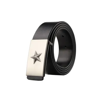 15 MINS Genuine Leather Smooth Buckle Business Pants Belt Youth Belt Cow Split Leather Leather Belts Men's Width 3.3cm