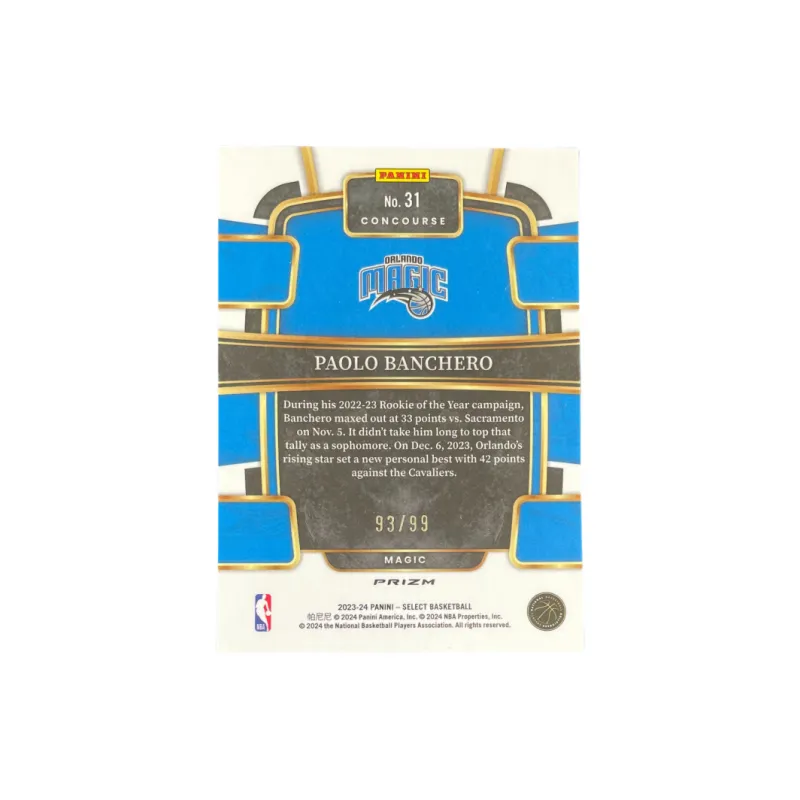 PANINI Select Magic Banchero 93/99 Crushed Ice Refringence Player Card Product Access Sports Cards 1 Pc-1