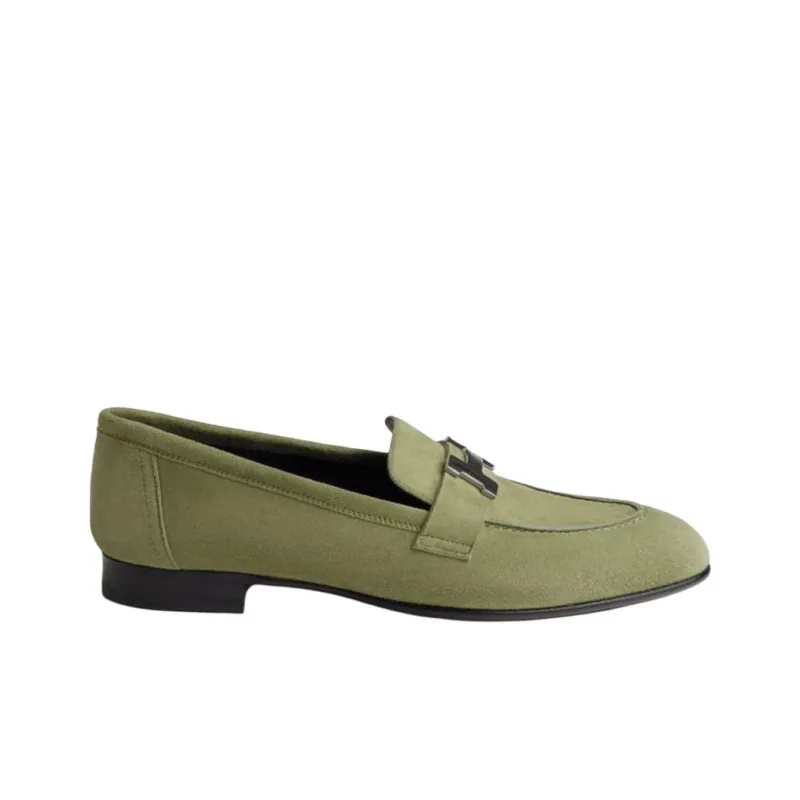 HERMES Paris Loafers Women's Green-1