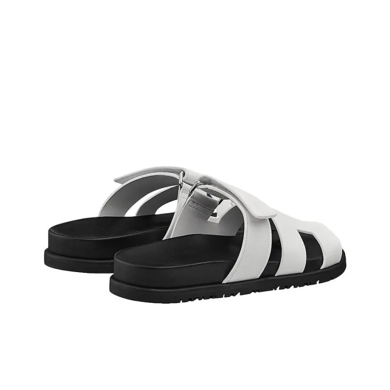 HERMES Chypre Leather Slides Women's-3