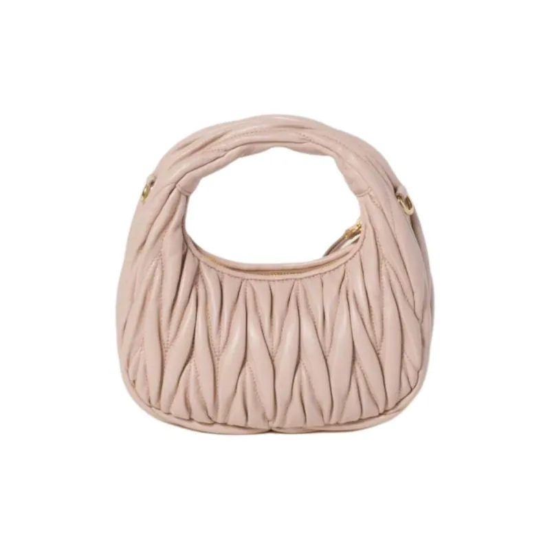 MIU MIU Wander Series Soft Sheep Leather Hobo Bag, Shoulder Bag, Crossbody Handbag Mini Women's Light Pink-2