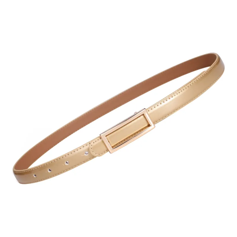 Jaylen Oos Patent Leather Fashion Smooth Buckle Cow Leather Thin Belt Women's 1.9cm-29