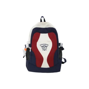 Travel Nylon Backpack Unisex Black/Red Blue/Red/Blue/Brown
