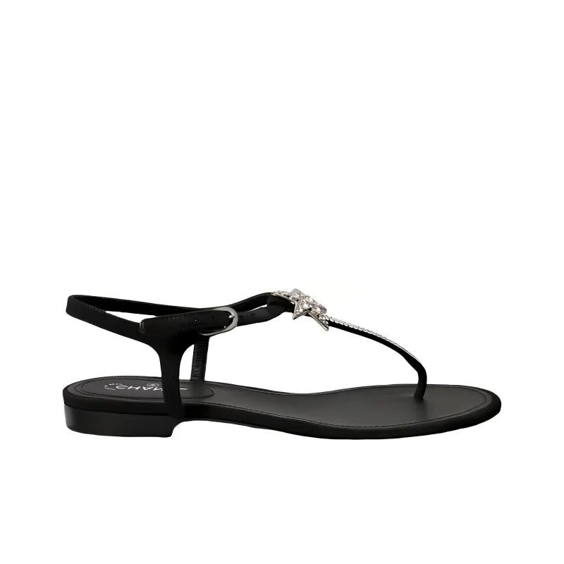 CHANEL One Strap Sandals Women's Black-1