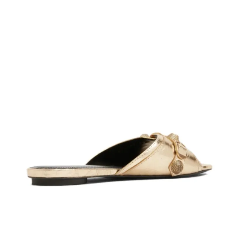 Balenciaga Cagole Slide Slippers Women's Gold-2