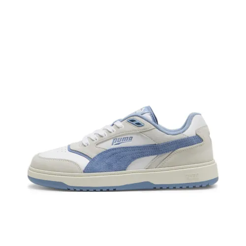 PUMA Doublecourt Non-slip Lightweight Low-Top Skateboard Shoes Women's White Blue