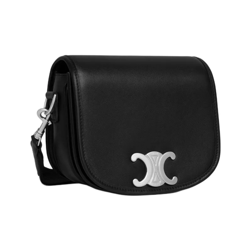 CELINE Besace Calfskin Shoulder Bag, Crossbody Bag Trumpets Men's Black-1
