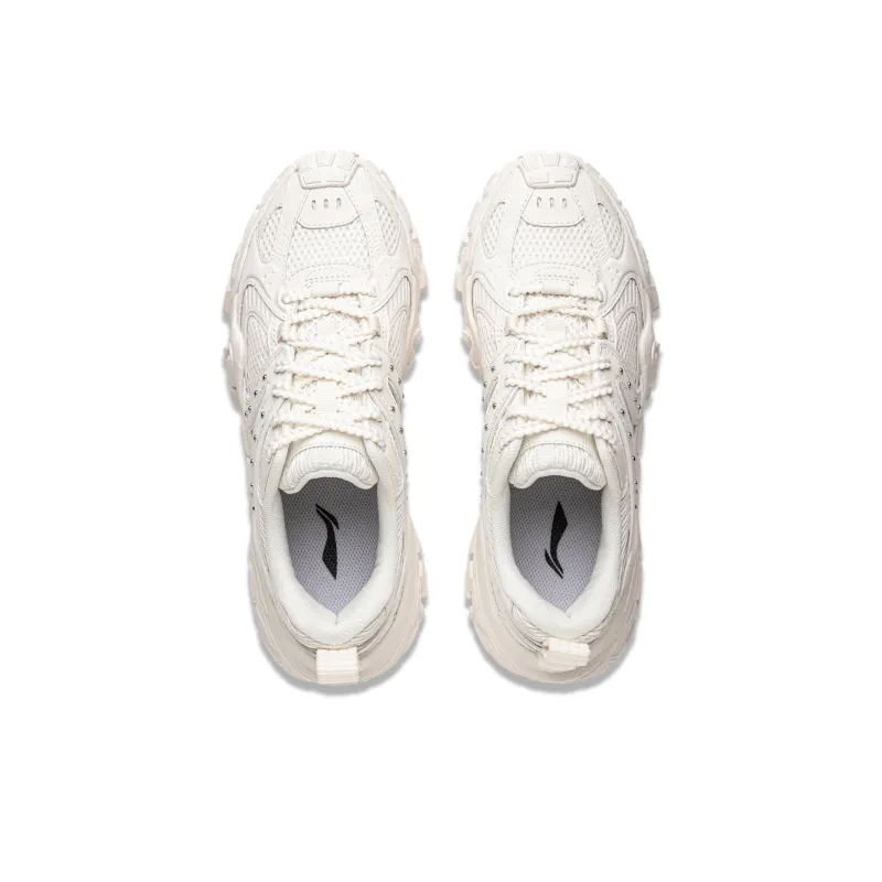 LiNing Dunes Cushioning Anti Slip Wear Resistant Breathable Height Increasing Low Top Casual Shoes Women's Ivory-3