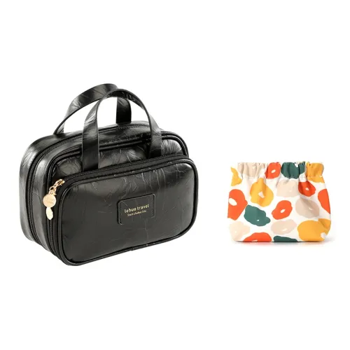 LOHAS travel Makeup Bags Black+Vibrant Orange Lipstick Red Envelope