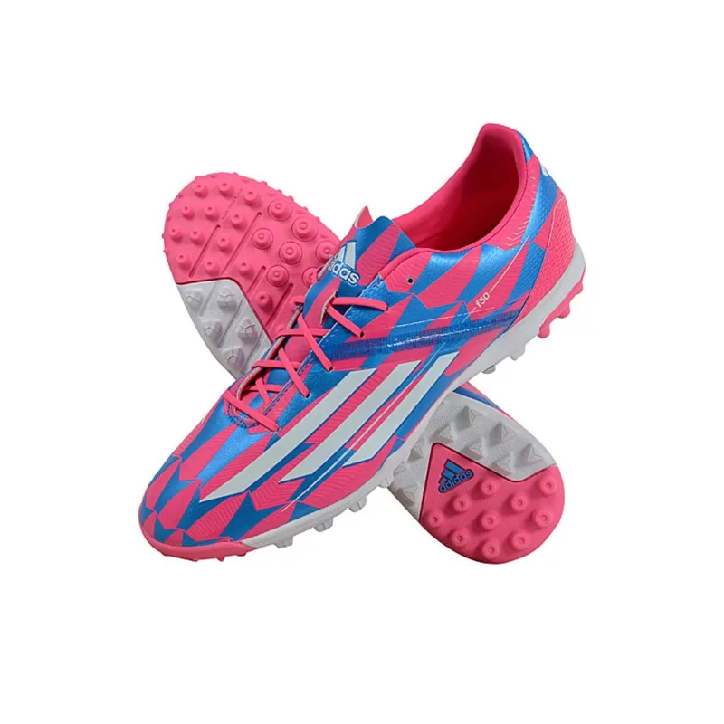 Adidas TF Rubber Broken Studs Artificial Ground Anti-Slip Wear-Resistant Soccer Shoes Men's Pink Blue-1