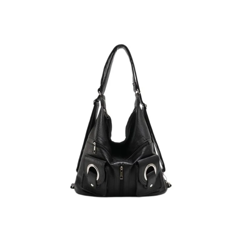 Carksky PU Tote Backpack Shoulder Bag Women's White/Black-0