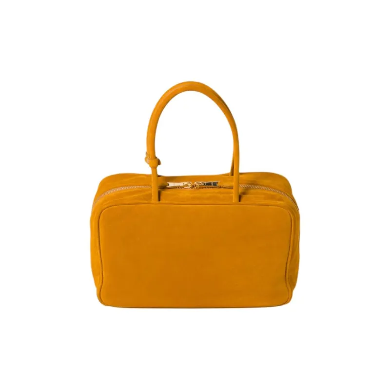 MIU MIU Beau Suede Leather Bowling Bag, Shoulder Bag, Handbag Women's Yellow-2