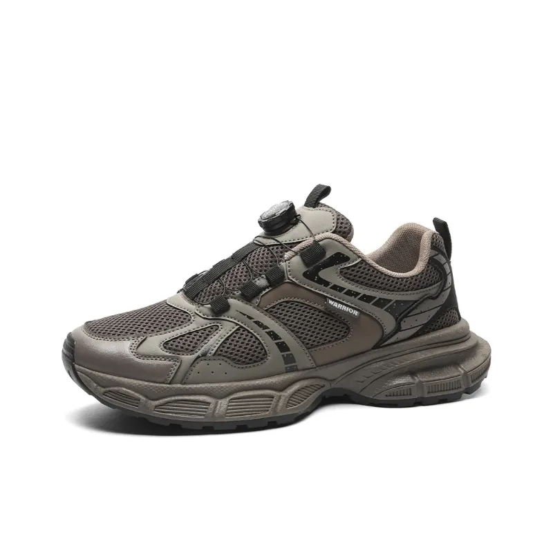 Warrior Breathable Height Increase Low Top Chunky Sneakers Men's Brown Black-2