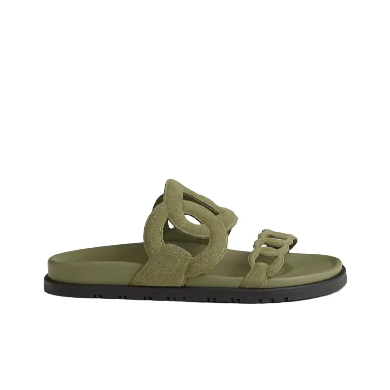 HERMES Extra Slide Slippers Women's Green-1