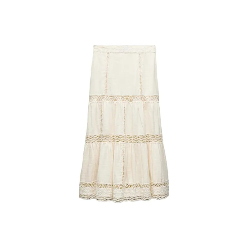 ZARA ZW Series Casual Long Skirt Women's White-1