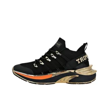 PLEIN SPORT Low Top Casual Shoes Unisex Black Orange