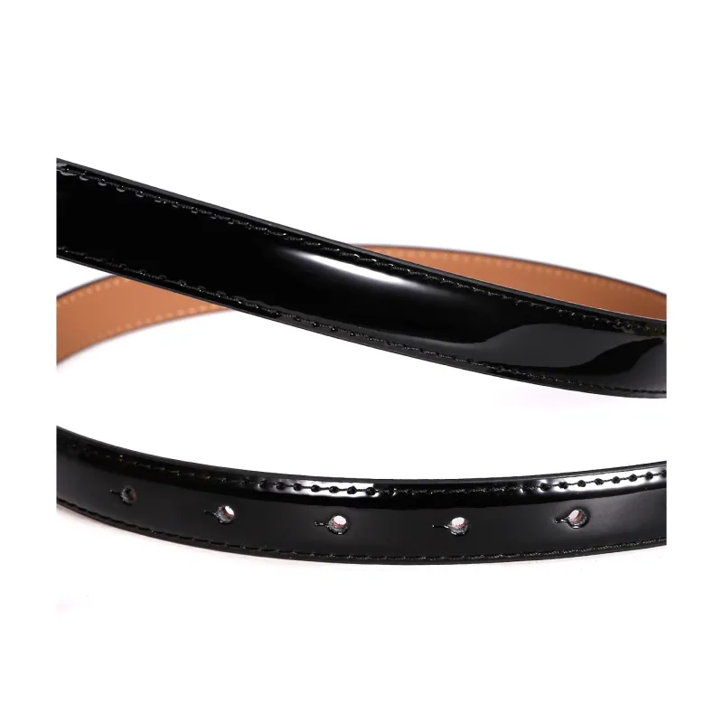 Jaylen Oos Patent Leather Fashion Smooth Buckle Cow Leather Thin Belt Women's 1.9cm-1