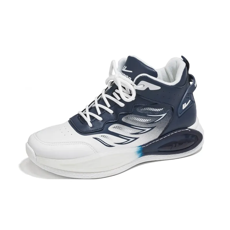 Warrior Cushioned Wear Resistant Height Increasing Mid Top Running Shoes Men's Dark Blue White-1