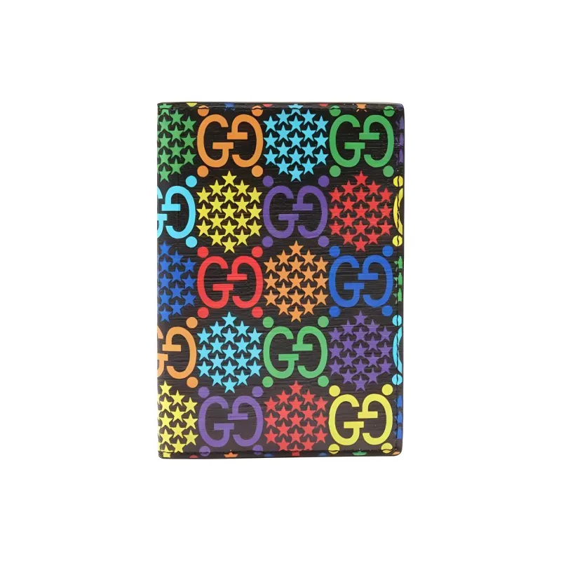 GUCCI Canvas With Leather Passport Holder Card Clip Wallet Men's Multicolor-0