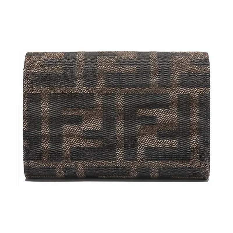 FENDI Fabric Card Holder, Coin Purse Women's Brown-3