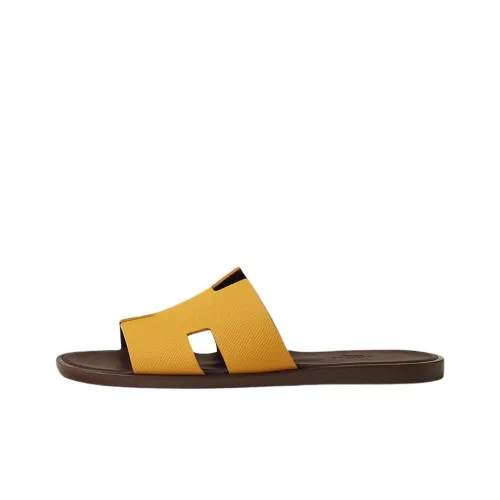 HERMES Izmir Slide Slippers Men Yellow Brown