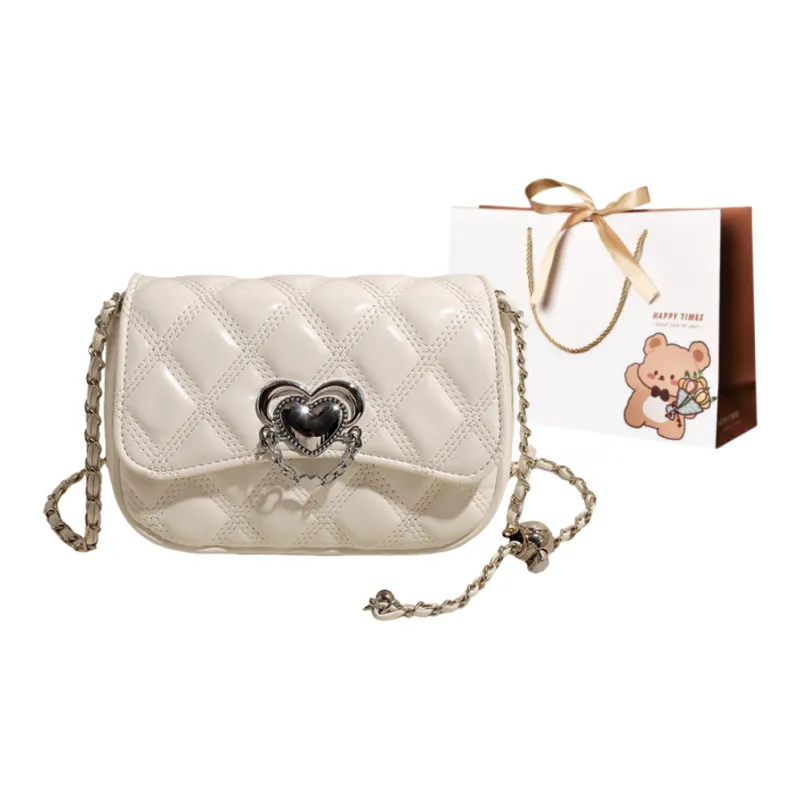 ERANGBEAR PU Small Square Bag Shoulder Bag Women's Silver/Red/Black/Ecru-9