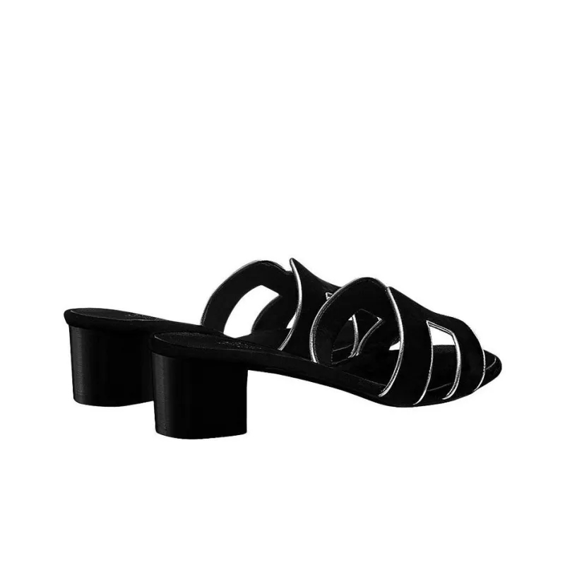 HERMES Oasis Nappa Slide Slippers Women's Black-3