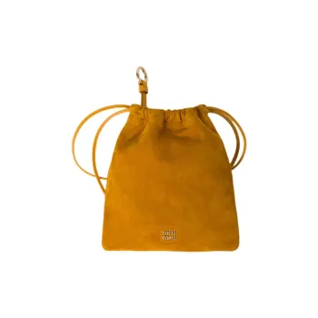 MIU MIU Suede Clutch Women's Yellow Brown