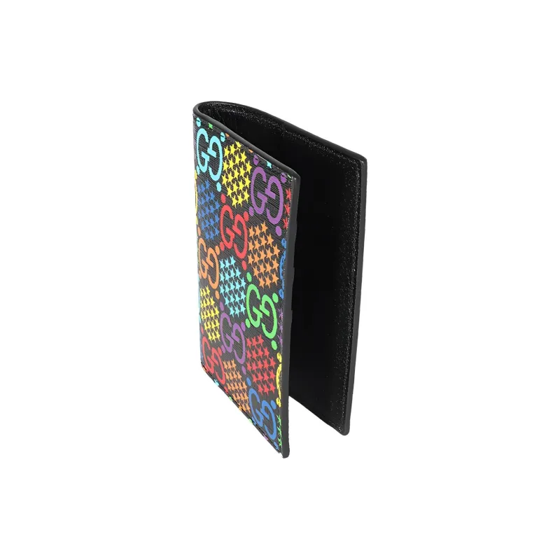 GUCCI Canvas With Leather Passport Holder Card Clip Wallet Men's Multicolor-2