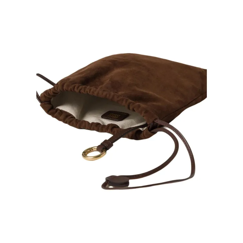 MIU MIU Suede Clutch Women's Cocoa Brown-2