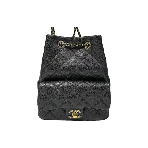CHANEL Grained Lambskin Backpack Women's Black