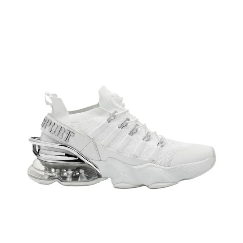 PLEIN SPORT Breathable Cushioning Low Top Running Shoes Unisex White-1