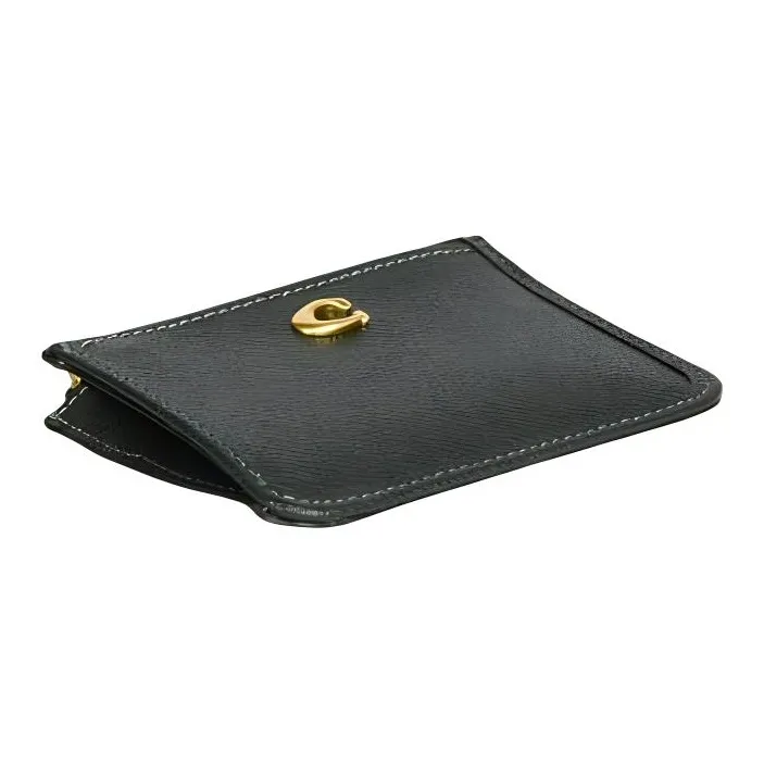 COACH Skinny Id Case Cross Grain Leather Coin Purse, Card Holder Mini Women's Amazon Green-2