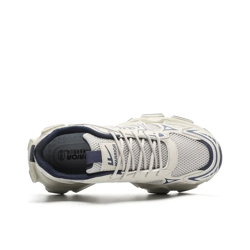 Warrior Breathable Height Increasing Low Top Chunky Sneakers Men's Gray Blue-4