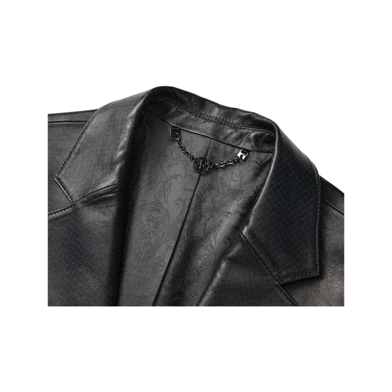 RARE Leather Jacket Men's Navy Blue-3