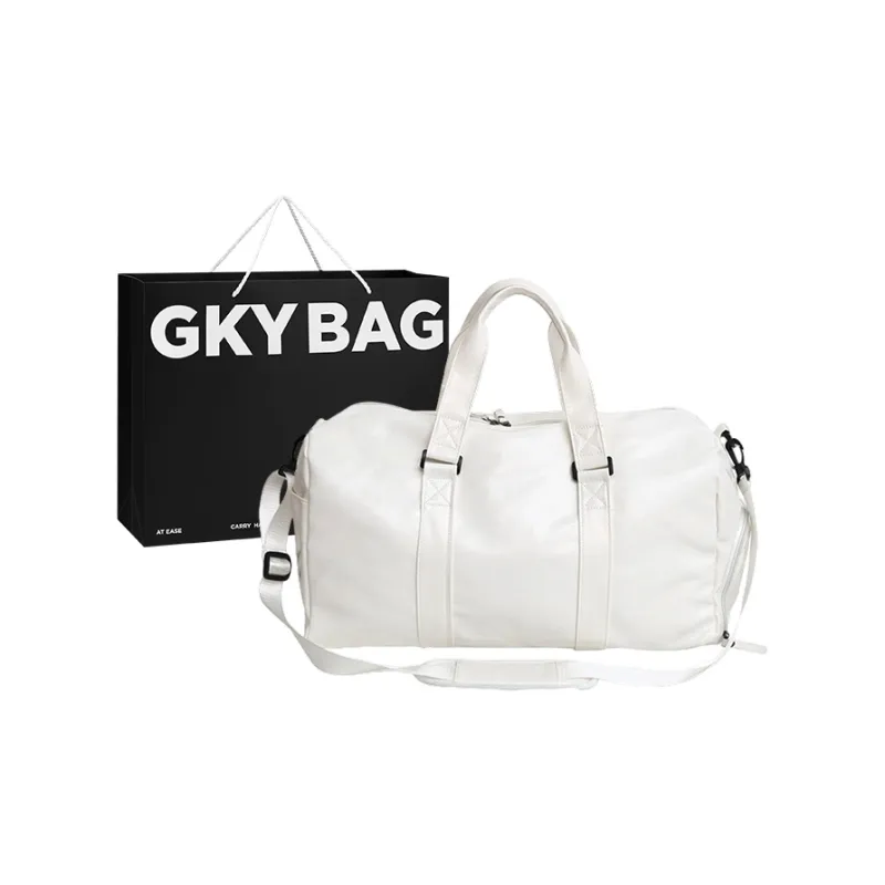 GKY PU Gym Bag Large Size Unisex White/Black-4