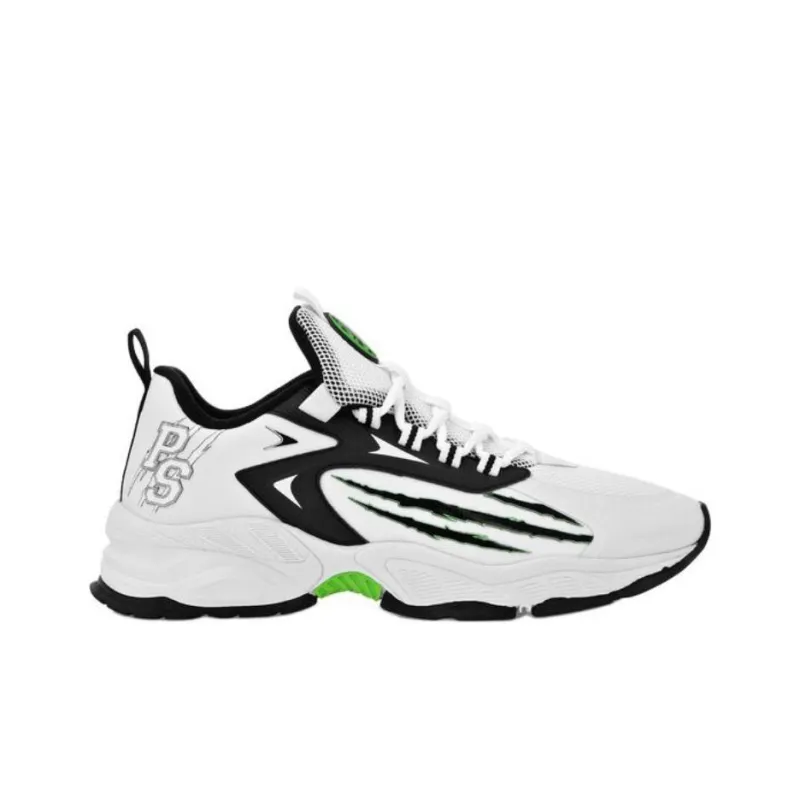 PLEIN SPORT Slip Resistant Low Top Casual Shoes Unisex White/Neon Green-1