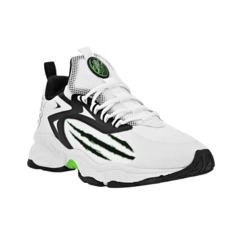 PLEIN SPORT Slip Resistant Low Top Casual Shoes Unisex White/Neon Green-2