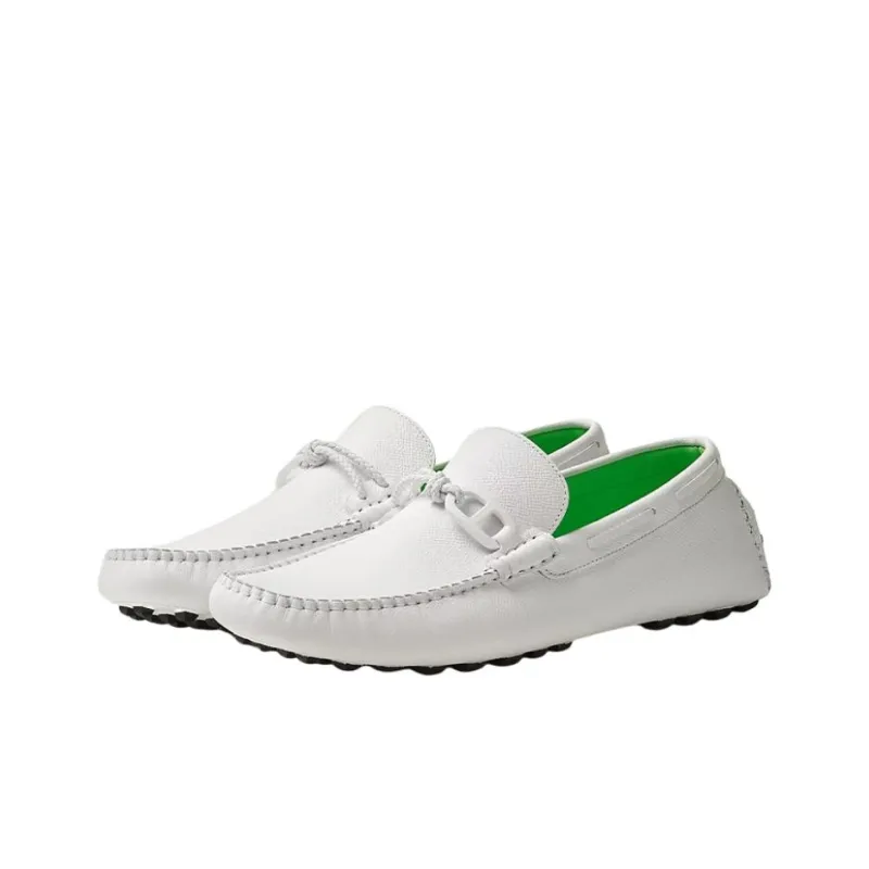 HERMES Alessandro Gommino Loafers Men's White-2