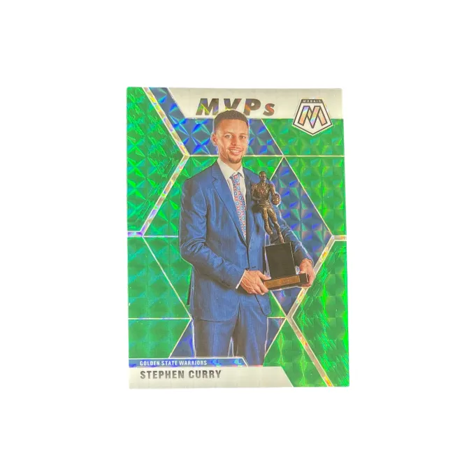 PANINI 2019 20 Mosaic Warriors Stephen Curry MVP Trophy Tekka Green Fold Large Scale Sports Cards 1 Pc-0