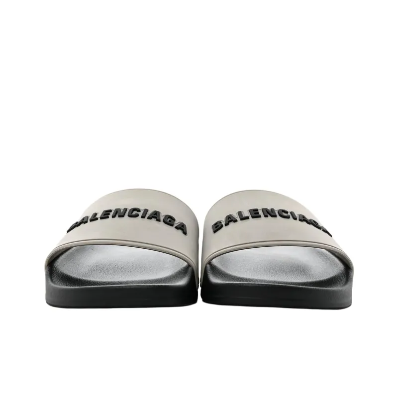 Balenciaga Pool Slides Logo Grey Black-3